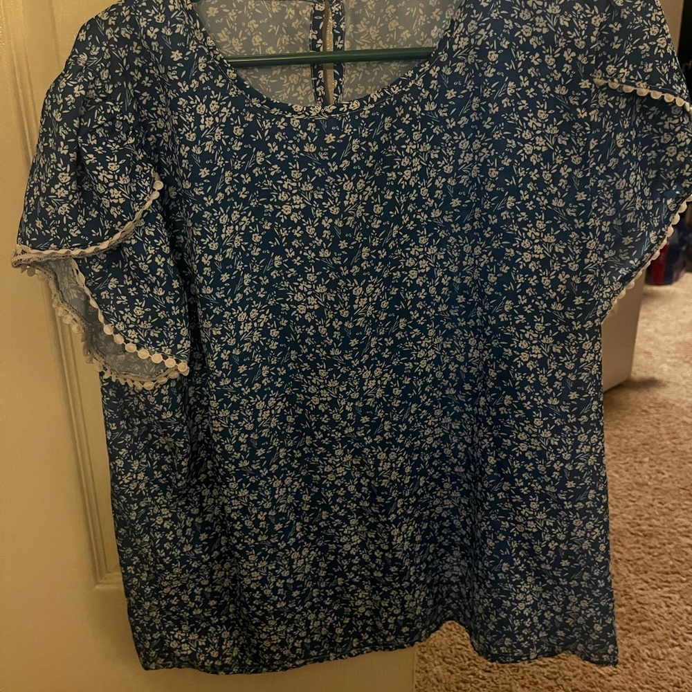 Floral Blue Top